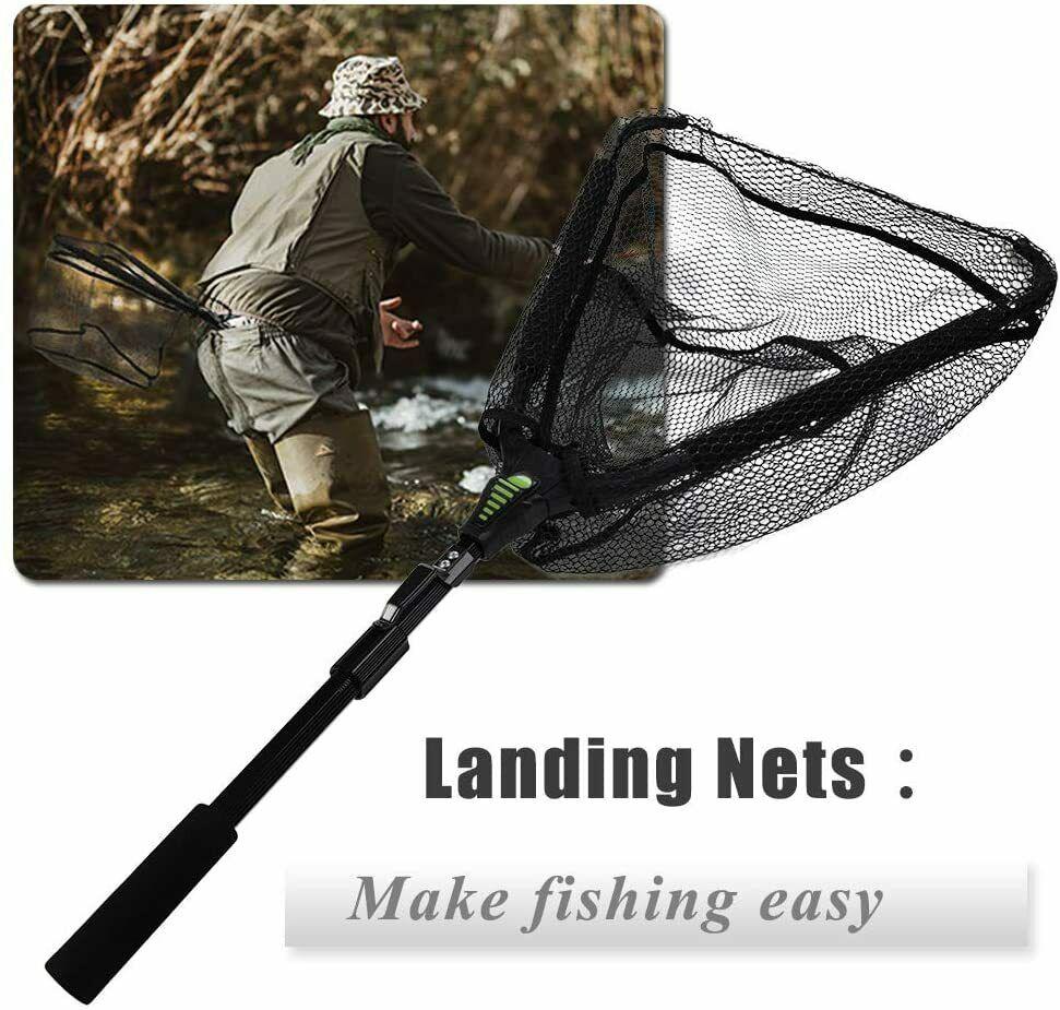 Frabill Wood Handle Mesh Netting Fish Landing Net Multi-Colored | Fish ...