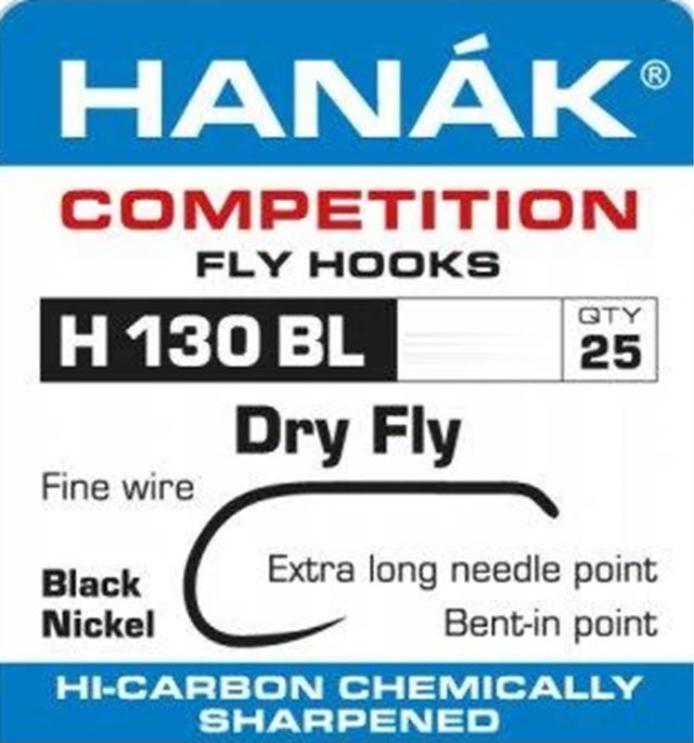 Barbless HANAK Competition Fly Hooks H130BL Dry Fly Hook 25 pcs.